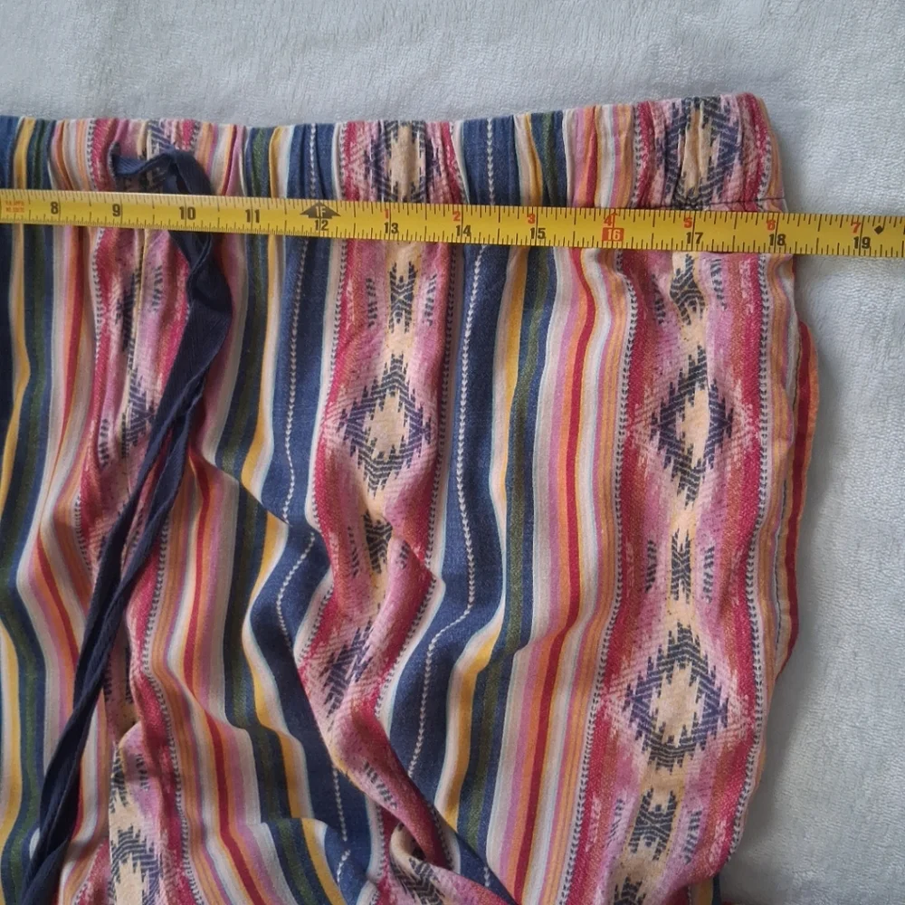 Coldwater Creek Southwest Terra Stripe Rayon Pants Wide Leg Multicolor Pockets L